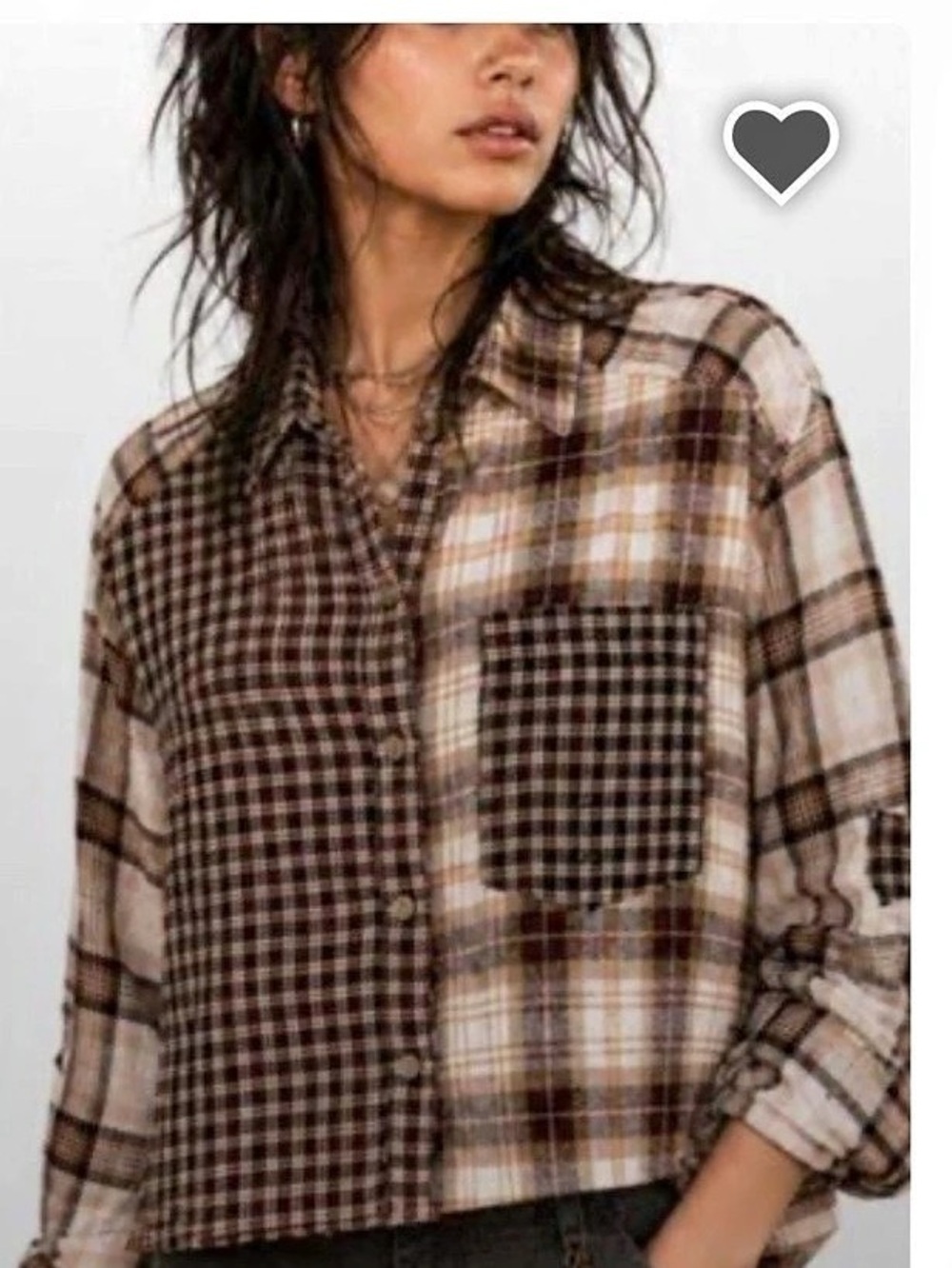 American Eagle Outfitters Patchwork Plaid Button Up Shirt